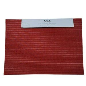 Set of 6 Red Polyester Placemats  13x19 inches‎